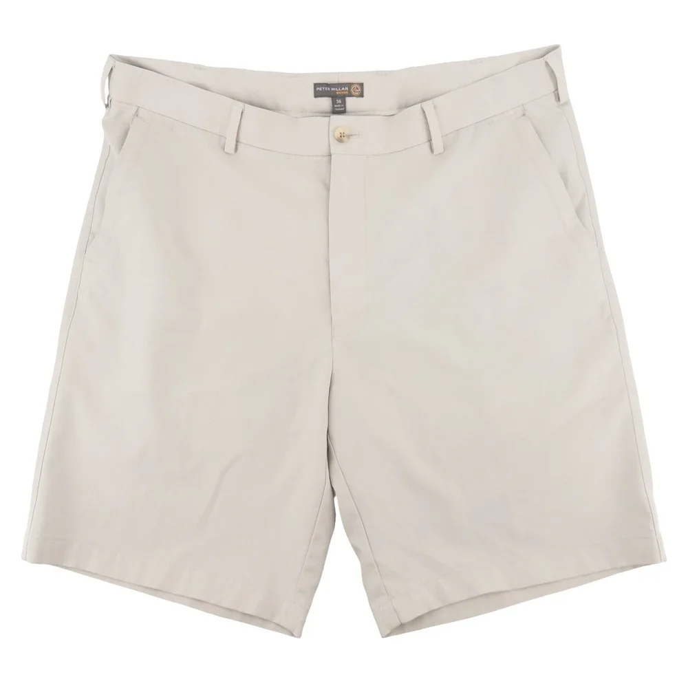 Peter Millar Mens 36 Salem Performance Shorts Beige Tan Wicking Golf Preppy